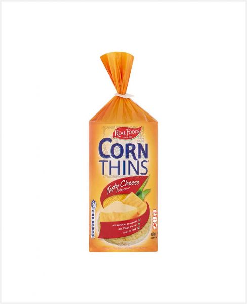 REAL FOODS CORN THINS TASTY CHEESE FLAVOUR 125GM