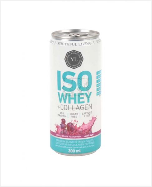 YOUTHFUL LIVING ISO WHEY+COLLAGEN DRINK SWEET GRAPES FLAVOUR 300ML