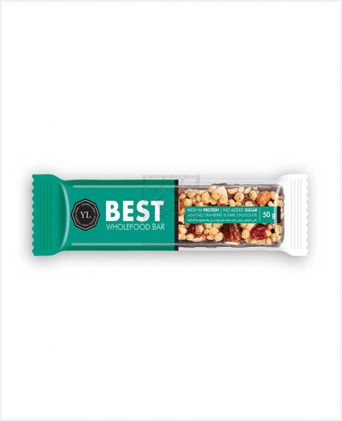 YOUTHFUL LIVING BEST ALMOND CRANBERRY & DARK CHOCOLATE BAR 50GM