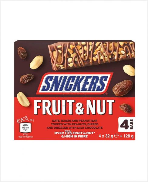 SNICKERS FRUIT & NUT BAR (4X32GM) 128GM