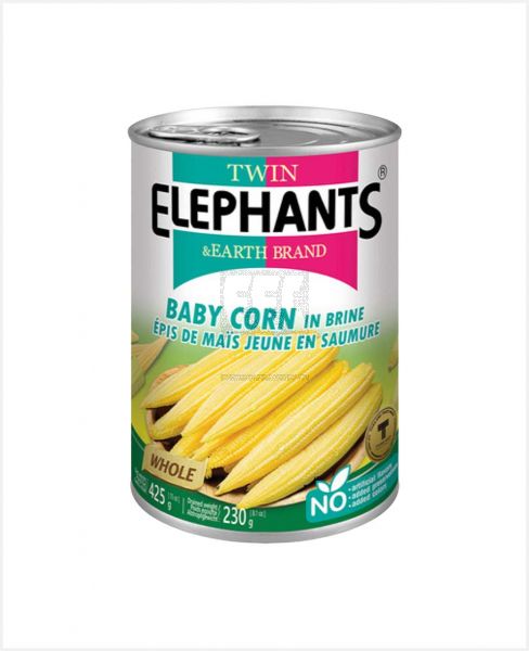 TWIN ELEPHANTS BABY CORN IN BRINE 425GM