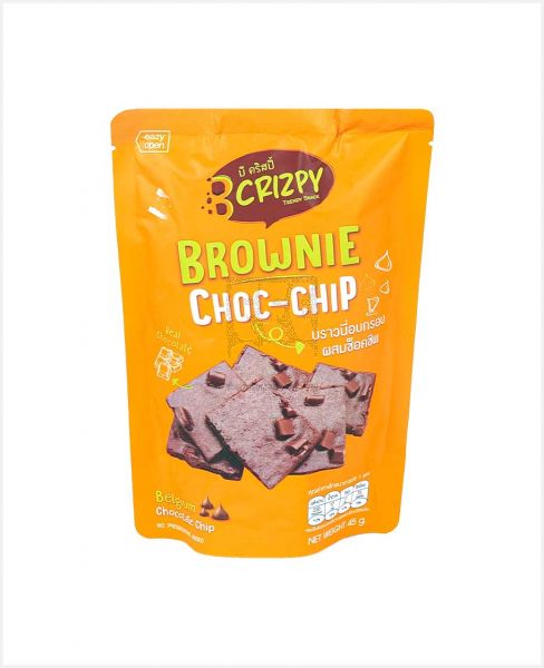 B CRIZPY BROWNIE CHOC-CHIP BELGIUM CHOCOLATE CHIP 45GM