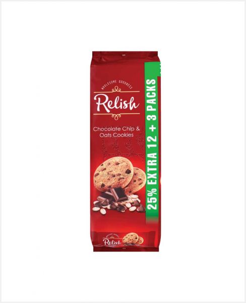 RELISH CHOCOLATE CHIP & OATS COOKIES 42GM 12+3FREE