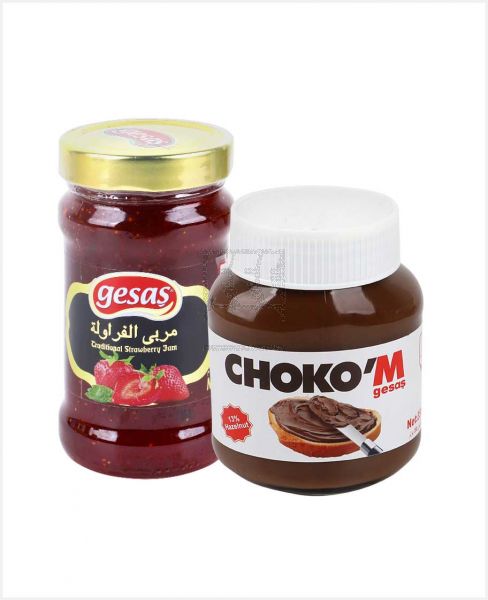 GESAS TRADITIONAL STRAWBERRY JAM 380GM+CHOKO'M HAZELNUT COCOA CREAM 350GM