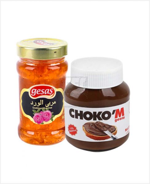 GESAS TRADITIONAL ROSE JAM 380GM+CHOKO'M HAZELNUT COCOA CREAM 350GM