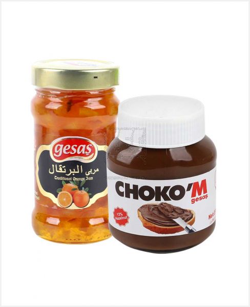 GESAS TRADITIONAL ORANGE JAM 380GM+CHOKO'M HAZELNUT COCOA CREAM 350GM