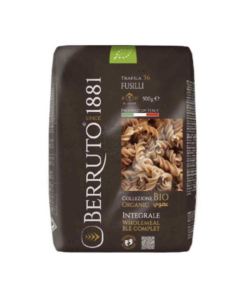 BERRUTO BIO ORGANIC WHOLEMEAL FUSILLI 36 500GM