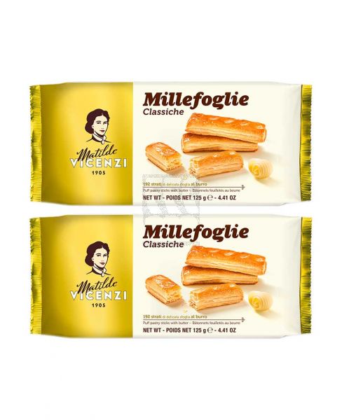 MATILDE VICENZI MILLEFOGLIE PUFF PASTRY STICKS WITH BUTTER 2SX125GM