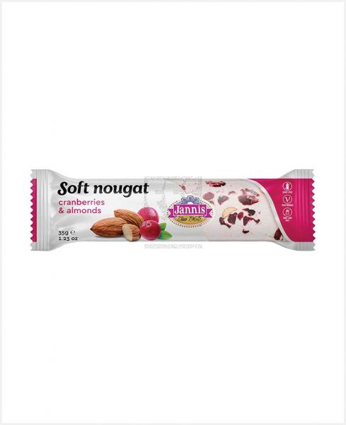 JANNIS SOFT NOUGAT CRANBERRIES & ALMONDS 35GM