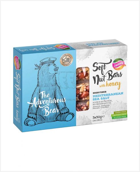 JANNIS SOFT NUT BARS WITH HONEY HIGH FIBER MEDITERRANEAN SEA SALT 3X30GM (90GM)