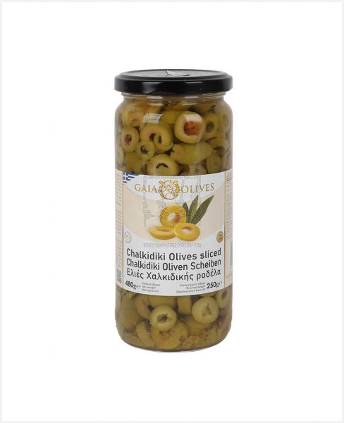 GAIA OLIVES CHALKIDIKI OLIVES SLICED 480GM