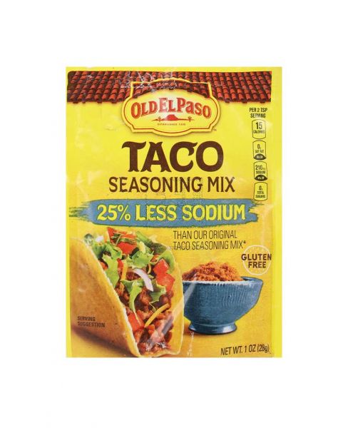 OLD EL PASO TACO SEASONING MIX 25% LESS SODIUM 1OZ/28GM