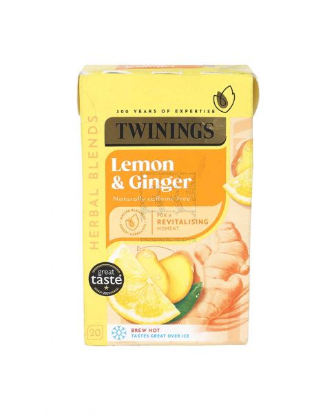 TWININGS LEMON & GINGER TEA BAGS 20PCS 30GM