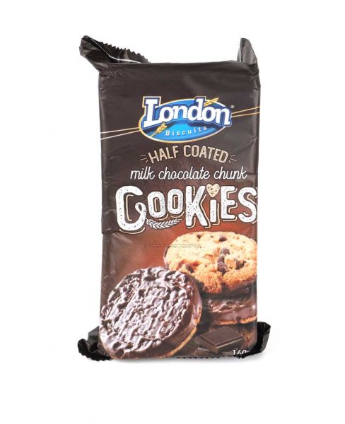 LONDON BISCUITS COOKIES HALF COATED MILK CHOCOLATE CHUNK 160GM