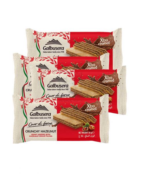 GALBUSERA CRUNCHY HAZELNUT WAFERS 4X36GM PROMO