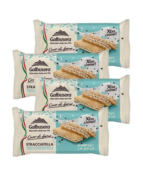 GALBUSERA STRACCIATELLA MILK & CHOCOLATE WAFERS 4X36GM PROMO