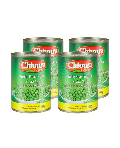 CHTOURA FOODS GREEN PEAS IN BRINE 4X400GM PROMO