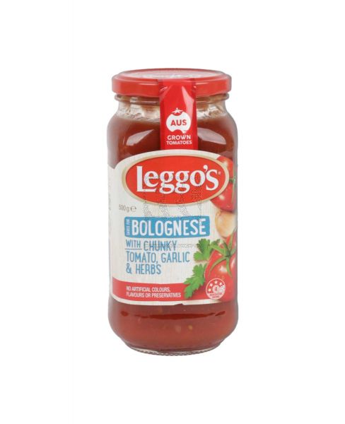 LEGGO'S BOLOGNESE WITH CHUNKY TOMATO GARLIC HERBS 500GM