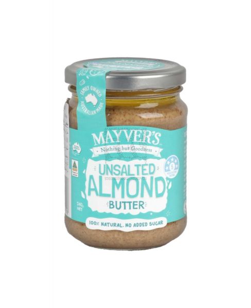 MAYVER'S UNSALTED ALMOND BUTTER 240GM