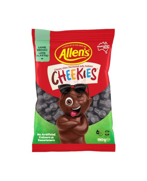 ALLEN'S CHEWY CHOC FLOVOURED JELLY BABIES CHEEKIES 190GM
