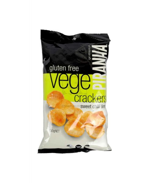 PIRANHA GLUTEN FREE VEGE CRACKERS SWEET CHILLI LIME 100GM