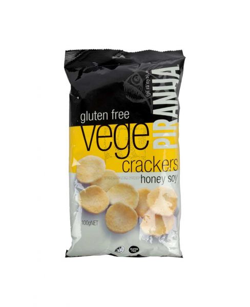 PIRANHA GLUTEN FREE VEGE CRACKERS HONEY SOY 100GM