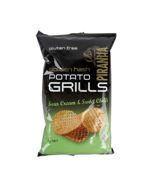 PIRANHA GLUTEN FREE GOLDEN HASH POTATO GRILL SOUR CREAM & SWEET CHILLI 75GM