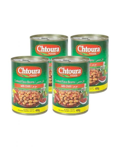 CHTOURA FOODS COOKED FAVA BEANS W/ CHILLI 4X400GM PROMO