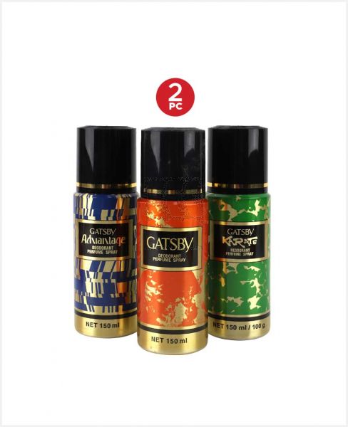 GATSBY DEODORANT PERFUME SPRAY ASSORTED 2X150ML