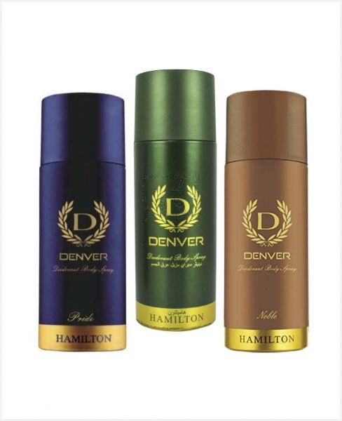 DENVER DEODORANT BODY SPRAY ASSORTED 165ML 2+1FREE
