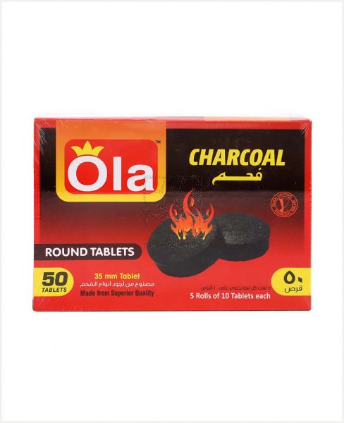 OLA CHARCOAL ROUND TABLETS 50S