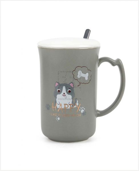 SERIOUS LIFE CERAMIC MUG WITH COVER AND SPOON HT0010