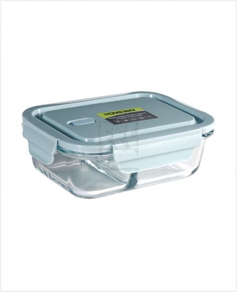HOMEWAY RECTANGLE GLASS CONTAINER WITH 2 COMPARTMENT HW3721