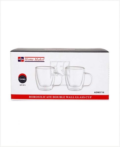 AVCI HOME MAKER DOUBLE WALL GLAS CUP WH 160ML 2S ST D-ADW571