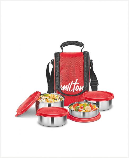 MILTON BTS3 TASTY 4 S/S CONTAINER W/LUNCH BAG RED MT_TSS4_RD