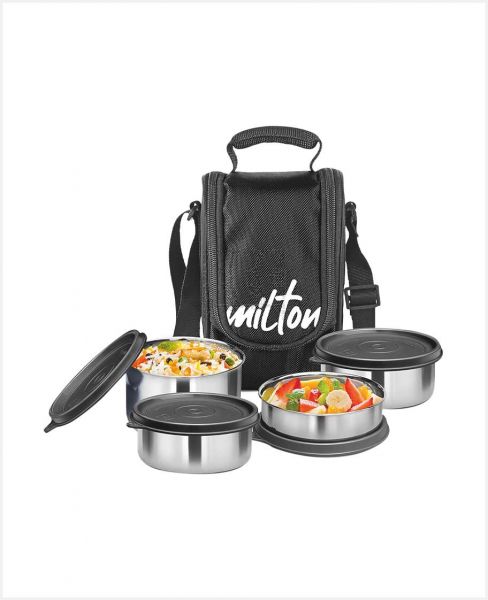 MILTON BTS3 TASTY 4 S/S CONTAINR W/LUNCH BAG BLCK MT_TSS4_BK