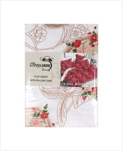 SLEEPMORE BED SHEET SINGLE WITH PILLOW CASE 140X240CM