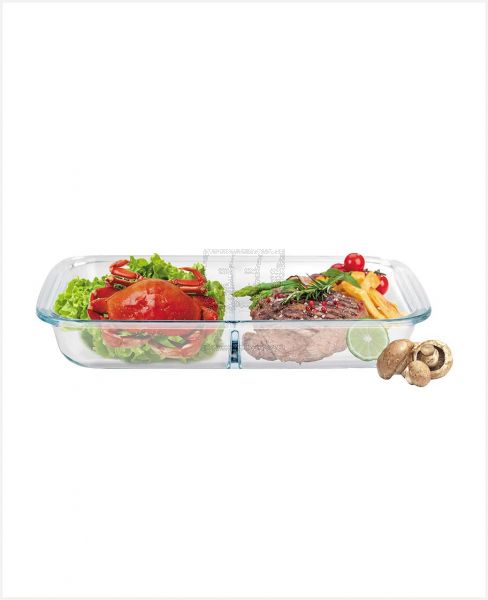 ROYAL BLUE GLASS OVEN TRAY WITH DIVIDER 2.2LTR H2150A 2200ML