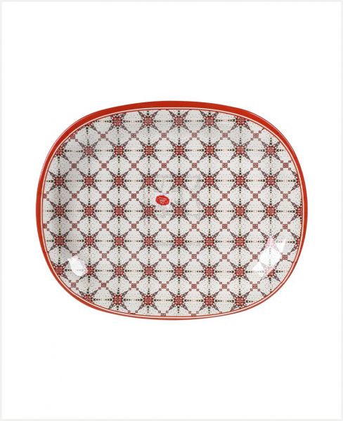 HARMONY MELAM.OVAL SERVE PLATE ORANGE RED 31X25CM SQ312(O&R)