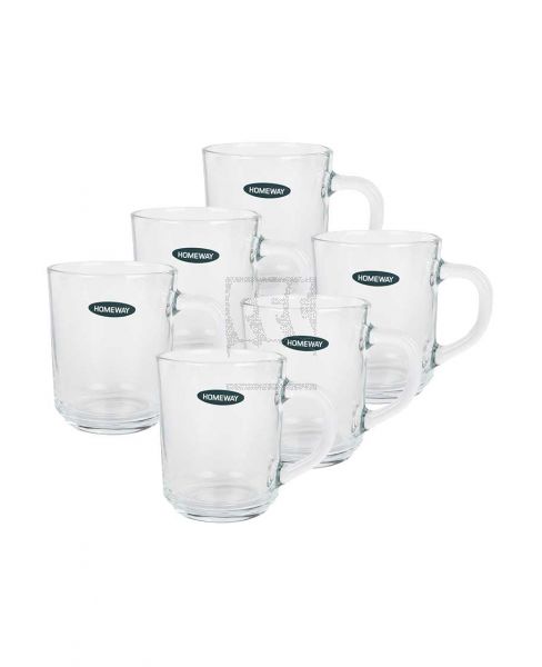 HOMEWAY GLASS MUG CLASSIC 8OZ 6PCS SET HW2960