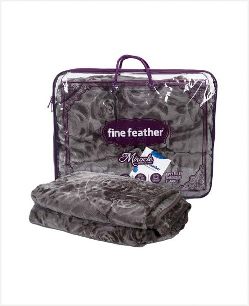 FINE FEATHER 1PLY EMBOSSED SOLID BLANKET 200X240CM 3.5KG FF5013