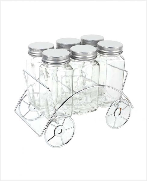 ORCHID GLASS SPICE JAR WITH STAND 6PCS SET 120ML WY0221
