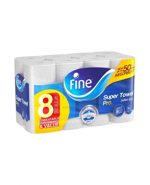 FINE SUPER PRO KITCHEN TOWEL 3PLY 60SHEETSX8ROLLS
