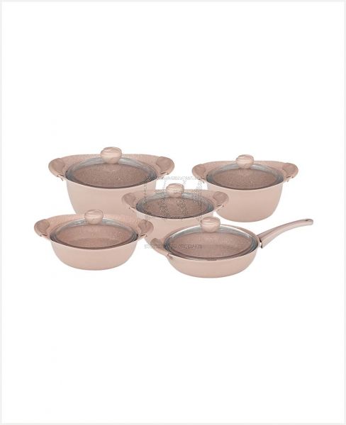 OMS 10PCS GRANITE COOKING SET WITH GLASS LID POTS TOM028 3014.01.11
