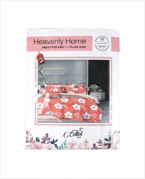 HEAVENLY HOME SINGLE FITTED BED SHEET 2PCS 106145