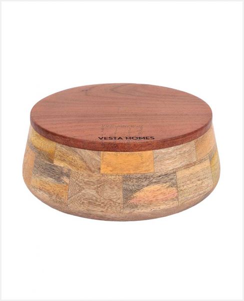 VESTA CASSEROLE WITH LID MANGO/ACACIA WOOD 9X9X4