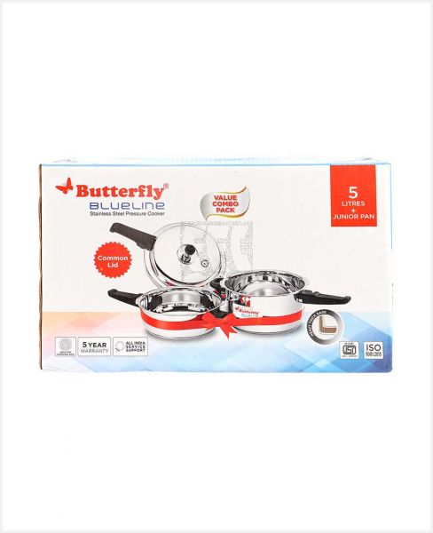 BUTTERFLY S/S PRESSURE COOKER 5L+JUNIOR PAN 74953
