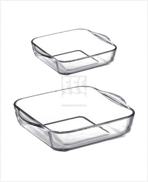 BORCAP GLASS OVEN TRAY SQUARE 2PCS SET 145028