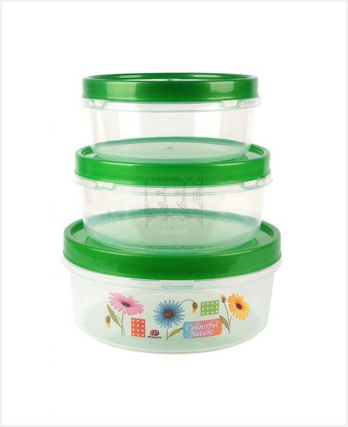 DYNASTY FLORAL PRINCE CONTAINER PLASTIC 3PCS SET 7586