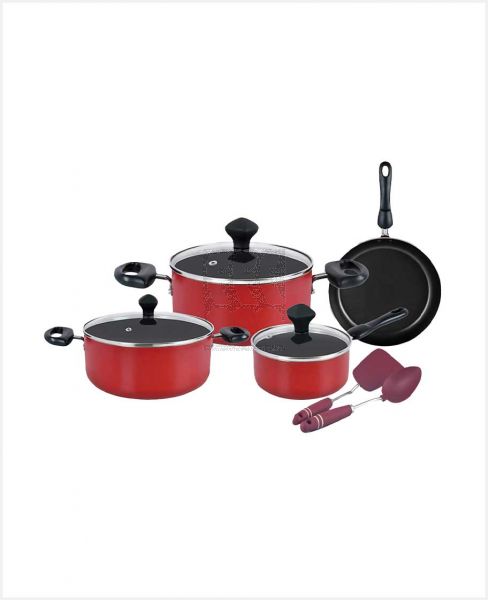 PRESTIGE VALUE PACK COOKWARE SET WITH RED TOOLS 9PCS PR22430